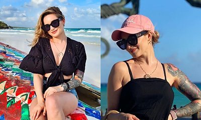 Ewelina Lisowska pręży zgrabne ciało w kobaltowym bikini. Opala się w Meksyku