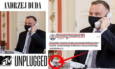 Prezydent Andrzej Duda rozmawiał z królem Jordanii przez niepodłączony telefon? Powstały memy
