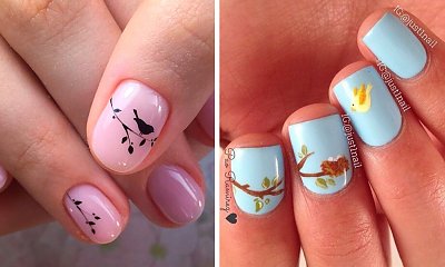 Piękny wiosenny manicure - zdobienia z motywem ptaków
