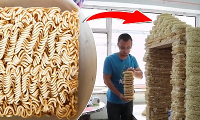 Zbudował domek dla synka z 2000 zupek chińskich. Internauci uważają, że to obrzydliwe
