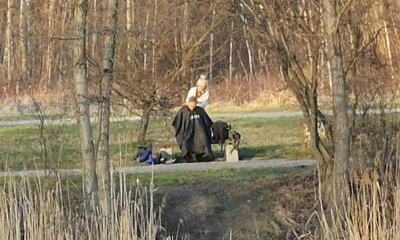 Fryzjerka z Częstochowy strzyże... w parku, aby obejść obostrzenia. Plenerowy salon!