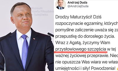 Prezydent Andrzej Duda znów zaliczył wpadkę przy okazji życzeń dla maturzystów. Wysyp MEMÓW
