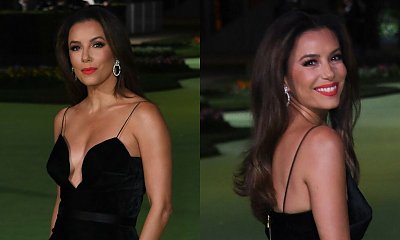 Eva Longoria w czarnej aksamitnej sukience z głębokim dekoltem skradła show! A gdy się odwróciła... WOW!