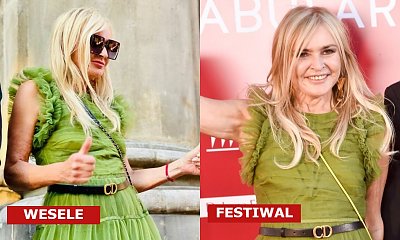 Monika Olejnik na festiwalu w Gdyni w tej samej zielonej tiulowej sukience, co na weselu Edwarda Miszczaka i Anny Cieślak!