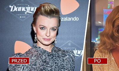 Kasia Sokołowska w długich, blond włosach i błyszczącym kombinezonie z dekoltem do pępka! Trudno ją poznać!