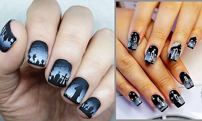 Cmentarz na paznokciach - to hit na Halloween! Zobacz przykłady niezwykłego manicure'u