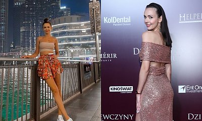 Marcela Leszczak na premierze "Dziewczyn z Dubaju" w złotej sukni! Ale fanom nie podoba się opaska jej na włosy!