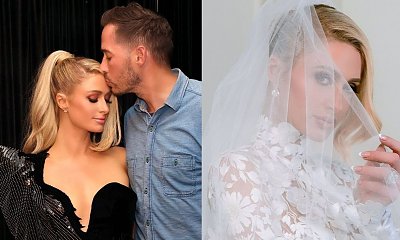 Paris Hilton pokazała suknię ślubną! Dobrze jej w koronce i tiulu? O welon można by się potknąć