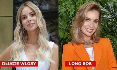Izabela Janachowska w pomarańczowym damskim garniturze na ramówce Polsatu. Jej fryzura to sztos! Long bob jej służy!