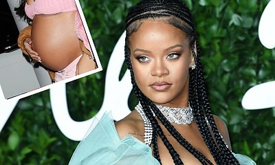 Rihanna znów szokuje ciążową stylizacją! Tym razem jej strój zdobi sztuczny różowy lis...
