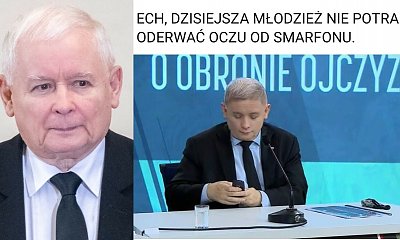 Jarosław Kaczyński ostrzega młodzież przed smartfonami! Sieć odpowiada memami!