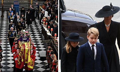 Księżna Kate z dziećmi na pogrzebie Królowej Elżbiety II. Księżniczka Charlotte i książę George zachowali się nad wyraz dojrzale!