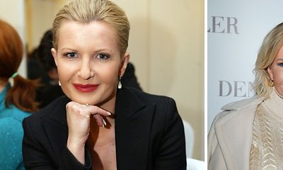 Joanna Racewicz pozuje w kremowej stylizacji na ściance. Co się stało z jej twarzą?!