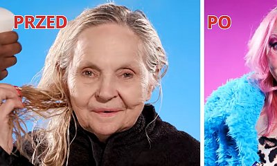 80-letnia babcia chciała zaszaleć ze swoim wyglądem. Postawiła na mocny makijaż, różowe włosy i sukienkę w panterkę!