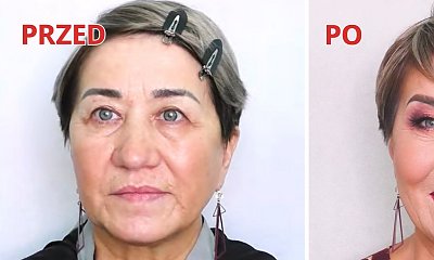 Metamorfoza smutnej 60-latki. Liftingujący makijaż odmłodził ją o 15 lat i wywołał piękny uśmiech!