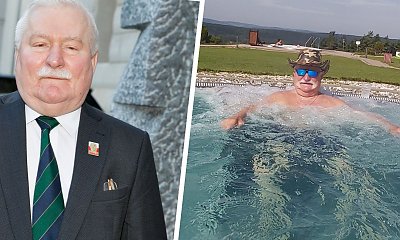 Lech Wałęsa pluska się w basenie i obejmuje fanki. "Co mu się tak nadymało w slipach z prawej strony?" - pyta ktoś