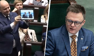 Afera w nowej pracy: biegał po sali ze zdjęciem. Komentarz Szymona bezcenny! [Wideo]