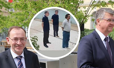 Mariusz i Maciej zapozowali przy słynnej granicy. Wszyscy patrzą na układ ich rąk. Są memy