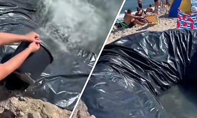 Zrobili sobie basen na nadmorskiej plaży. Film z Władysławowa stał się hitem sieci