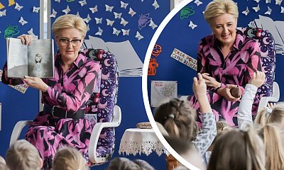 Agata wskoczyła w różową sukienkę w niefortunnie rozmieszczone kropki i udała się do amerykańskiego przedszkola