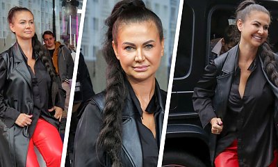 Maja Rutkowski wskoczyła w czerwone skórzane spodnie i zaplotła warkocz Maryny [zdjęcia]
