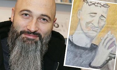 Ksiądz Michał z zarzutami w kajdankach i w koronie. Rysunek obrończyni wywołał memy