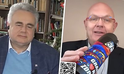 Gość stacji "R" pokazał termos z serduszkiem od Jurka na wizji i dosolił Tomkowi. Nie było czego zbierać [wideo i memy]