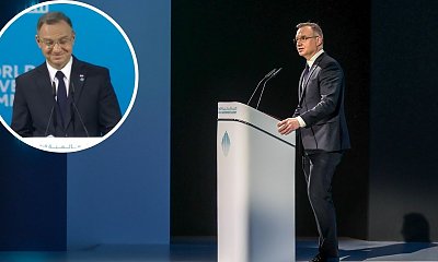 Pocieszny Andrzej zaliczył wpadkę w Dubaju. Podczas przemówienia kartki nie chciały z nim współpracować [wideo]