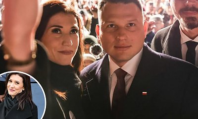 Piękna Ewa w żabiej zieleni. Zadziwiające, jak ten kolor podkreślił jej urodę. Wyeksponowała też atuty sylwetki
