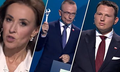 Cyrki na debacie: grilowanie prowadzącej, niedozwolone gadżety gości i Sławek z nietypową fryzurą [najzabawniejsze memy]