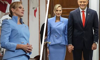 Marta na koronacji Karola wskoczyła w niebieską garsonkę. Ten kolor świetnie pasował do jej karnacji
