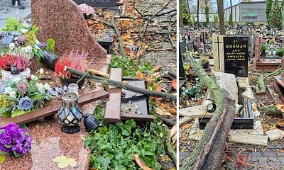 Zdewastowane nagrobki tuż przed Wszystkich Świętych. Wiatr i burza nie miały litości [zdjęcia i wideo]