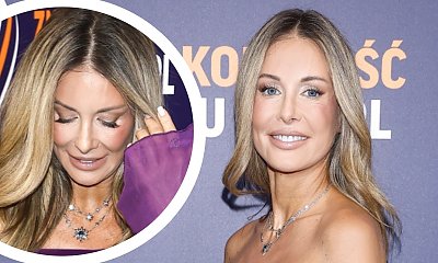Małgorzata Rozenek odziała fioletowe wdzianko, które ledwo zakrywało jej ciałko