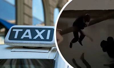 Sekundy od tragedii. Taksówka z matką i dzieckiem znikała pod wodą. Nagranie mrozi krew w żyłach [wideo]