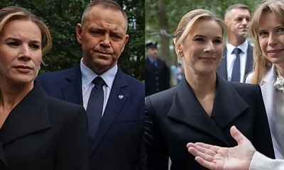 Marta Nawrocka z wizytą w Nowym Jorku. Pierwsza Dama zagrała nóżką w stonowanej czerni [zdjęcia]