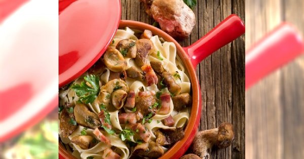 Na obiad: Tagiatelle z boczkiem i borowikami