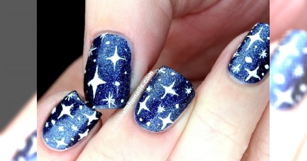 Night sky nails - niebiański manicure