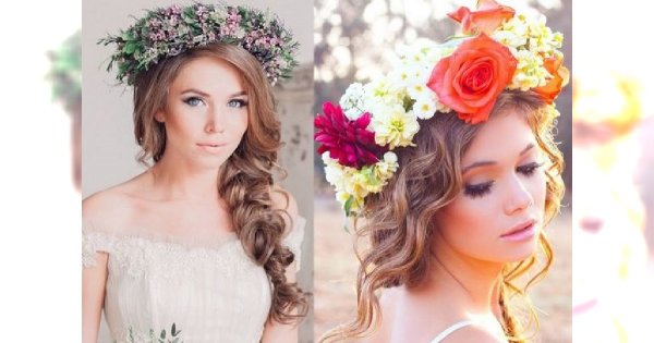 Trendy ślubne 2015: fryzury z ożywczym kolorowym wiankiem