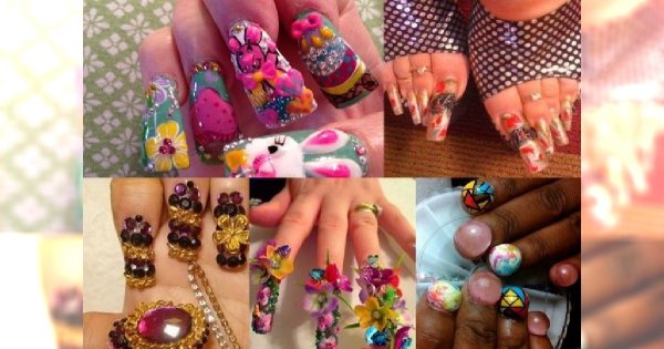 Mega tandetny, kiczowaty manicure i pedicure... Jak można nosić coś takiego na swoich paznokciach?! Ponad 20 porażających "okazów"