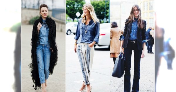 Jesienne stylizacje z jeansową koszulą - Inspiracje Street Stytyle 2015