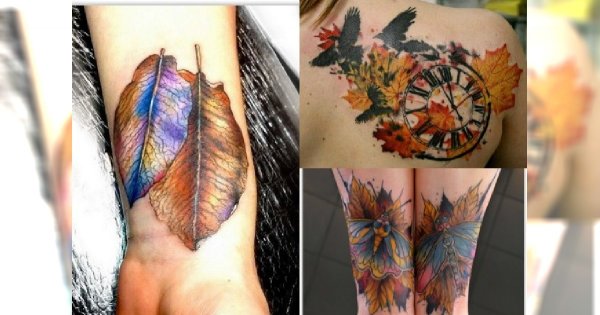 Klimatyczne tatuaże inspirowane jesienią. Ponad 20 dziewczęcych wzorków na ramię, plecy i żebra