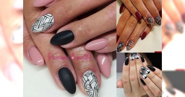 Jesienny manicure dla paznokci w kształcie migdałków [GALERIA]