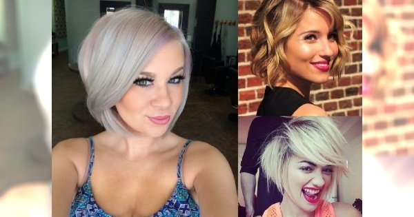 Fryzurki o długości w pół szyi ze stylową grzywką - dla blondynek!