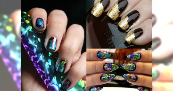 Manicure z folią transferową - Ekstrawaganckie propozycje na karnawał 2016