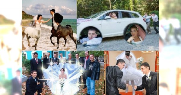 Najdziwniejsze ślubne sesje zdjęciowe: Te fotografie znalezione na Rosyjskich portalach społecznościowych wołają o pomstę do nieba!