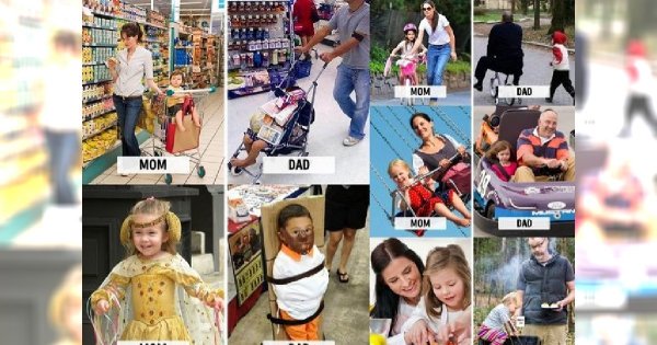 10 przykładów na to, że matki i ojcowie wiele rzeczy robią ZUPEŁNIE INACZEJ! Uśmiejesz się do łez widząc tą wychowawczą przepaść! Wygląda znajomo...?