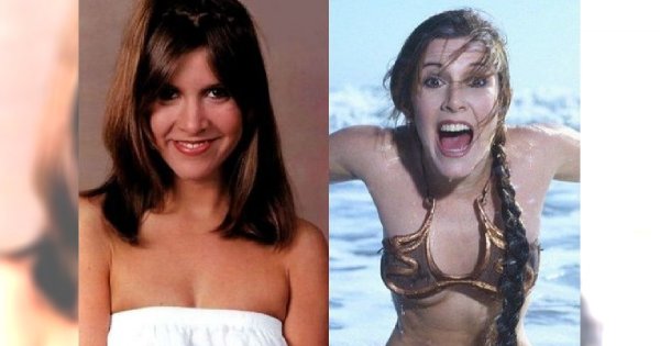 Carrie Fisher na zdjęciach z młodości. Miała do siebie dystans. Do historii przeszło to złote bikini
