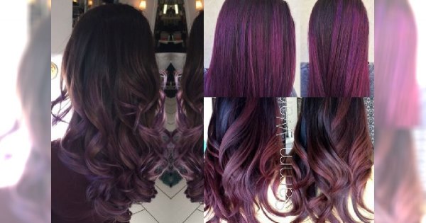 Fryzury 2017: Purple hair czyli balejaż w odcieniach fioletu - idealna koloryzacja na zimę dla brunetek