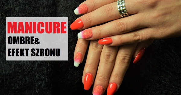Czerwony manicure ombre z efektem szronu