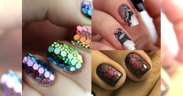 "Snake skin nails" - fantazyjne wzory na paznokcie przypominające skórę węża. Hitowy manicure!
